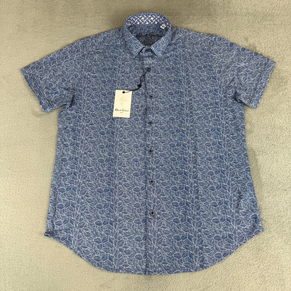 Robert Graham Vinaco Linen Button-Up Shirt Mens Small Blue Floral $188 New NWT